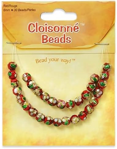 Miniatura 2 de Expo International 6 paquetes de Cloisonne 30 cuentas de joyería multicolor rojas
