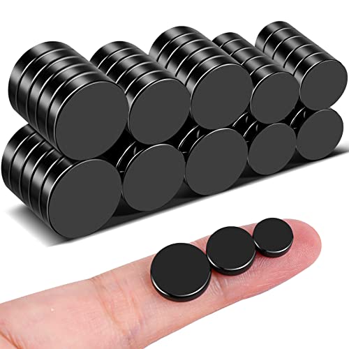 Image of 50Pcs Fridge Magnet 3 Sizes Small Magnets, 8x3mm,10x3mm,12x3mm | Different Size Refrigerator Magnet Rare Earth Magnet Black Strong Neodymium Magnets for Whiteboard Crafts DIY Office