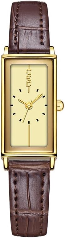 FANMIS Relojes dorados para mujer Reloj de vestir con correa de cuero vintage, reloj de pulsera analógico minimalista rectangular impermeable para