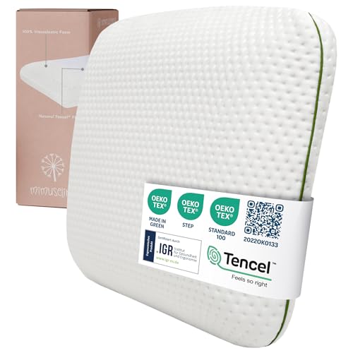 MIMUSELINA Almohada de 60 x 40 x 6 para niños a partir de 2 años, suave y transpirable para un sueño seguro, espuma viscoelástica 100% natural Öko-Tex, funda hipoalergénica Tencel
