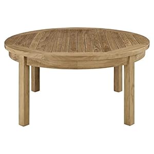 Modway Marina Premium Grade A Teak Wood Outdoor Patio Round Coffee Table in Natural