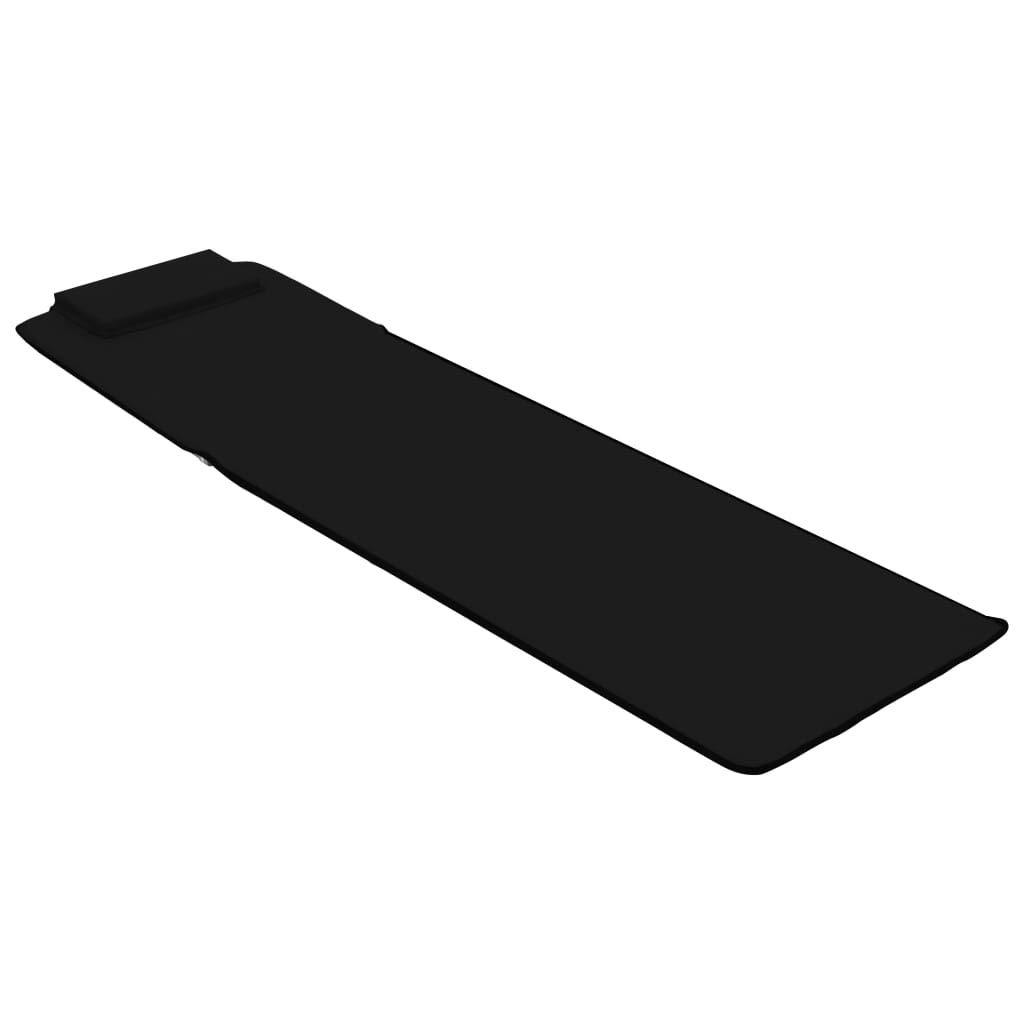 Set di 2 stuoie da spiaggia pieghevoli con schienale regolabile, poggiatesta e vano portaoggetti, sdraio in acciaio/poliestere, 160 x 53 x 47 cm, nero