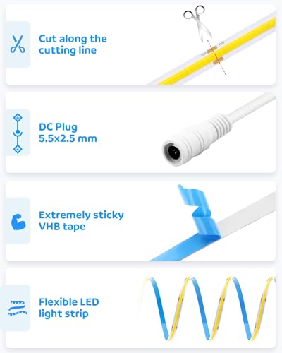 Tira de LED COB flexible 10m 6000K 24V con fuente 120W miniatura 3