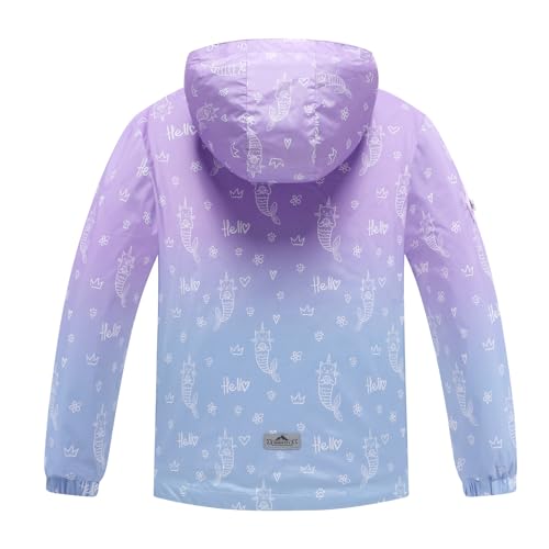MGEOY Girls Rain Jacket Lightweight Waterproof Hooded Cotton Lined Raincoat Windbreaker for Kids Size 4-12 Years - Image 3
