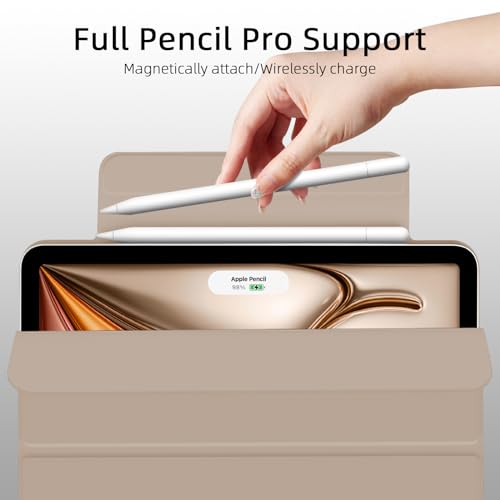 Dwopar for iPad Air 13 inch M4/M3/M2 Case (2026/2025/2024,Model A3268/A3269/A3271), Auto Sleep/Wake and Magnetic Closure, Trifold Stand Case, PU Leather Cover, Support Apple Pencil Pro, Oat Coffee by Dwopar - Image 5