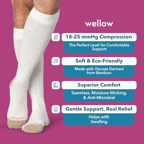 Image of Wellow Knee High Compression Socks for Men & Women - Made with Viscose from Bamboo, Swelling & Pregnancy Support