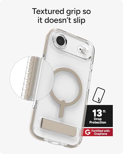 Image of ZAGG Santa Cruz Snap Case with Kickstand for iPhone Air - Titanium, Drop Protection (13ft /4m), MagSafe Charging Compatible, ClearGuard Anti-Yellowing Technology, Scratch Resistant Phone Case