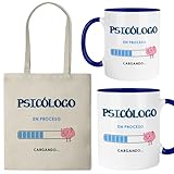 Kembilove® Taza + Bolsa Psicología | Regalo Original para Psicóloga o Psicólogo | Set para Consulta, Estudiantes y Profesionales de Psicología | Idea de Regalo Hombre