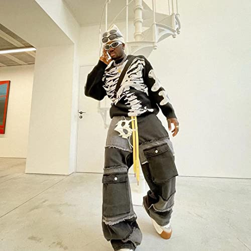 Aelfric Eden Skeleton Sweater Crew Neck Vintage Oversized Long Sleeve Sweater Unisex Casual Pullover Skull Sweaterr #TOP2