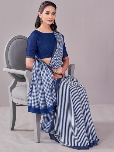 Image of Satrani Women's Silk Printed Saree with Unstitched Blouse Piece