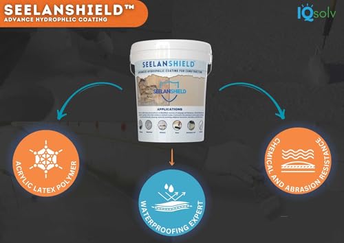 Image of IQsolv SEELANSHIELD : (4kg) Strong waterproof coating that resists chemicals and abrasion. Prevents leaks and dampness - ideal for roofs, tile joints, bathrooms, and kitchens.