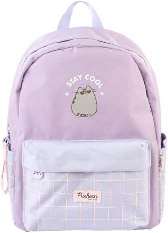 Pusheen School Backpack | Backpack Pusheen The Cat 25L, 20 x 29 x 42 cm, Adjustable Shoulder Straps, Front and 2 Side Pockets, Backpack for Girls or Girls, Kawaii Stationery, Purple, 20