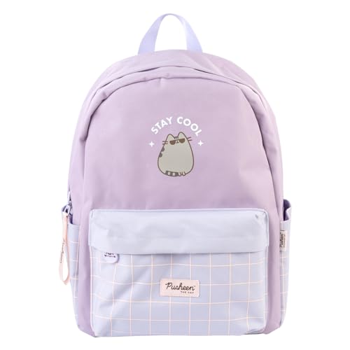 Grupo Erik: Pusheen School Backpack | Pusheen The Cat 25L Backpack, 20 x 29 x 42, Adjustable Straps, Front Pocket and 2 Sides, Girls or Girls, Kawaii Stationery, lilac, 20 x 29 x 42, Casual