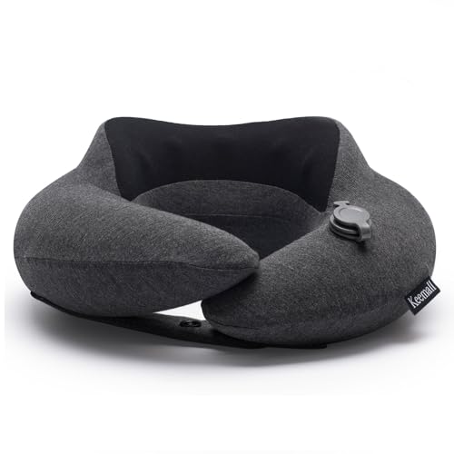 Image of Keemall Inflatable Neck Pillow - Premium 3rd Gen Travel Pillow for Airplane Headrest Sleep, Double Comfort for Long Flights, Trains & Bus Journeys, Ideal for Indian Travellers