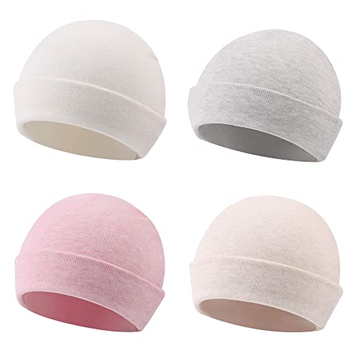 Image of Zsedrut Spring Infant Hospital Beanie Newborn Baby Girls Cotton Hat Tolddler Boy Soft Double-Layer Hat
