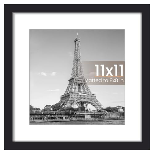 Image of upsimples 11x11 Picture Frame, Display Pictures 8x8 with Mat or 11 x 11 Without, Wall Hanging Square Frames, Black, 1 Pack