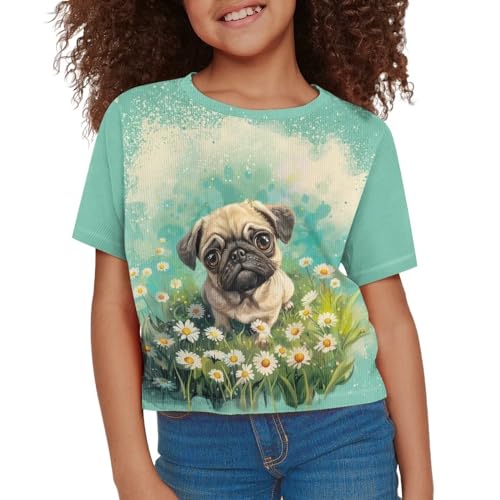 Image of Kids Crop Top Short Sleeve T-Shirts for Girls Size 5-14
