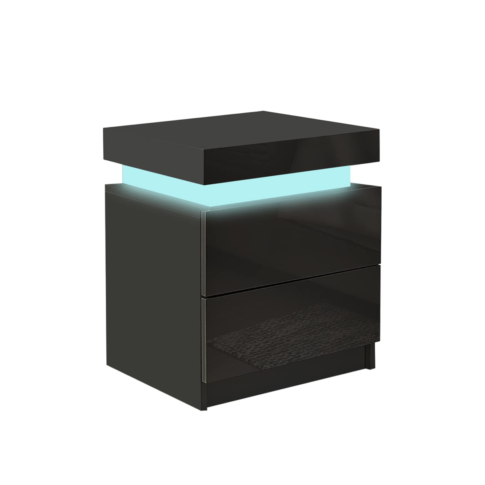 Slim Nachtkastje met LED-Verlichting, 2 Lades & Draadloos Opladen – Modern Design voor de Slaapkamer - Grijs