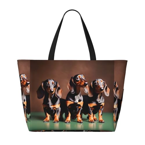 Sac à bandoulière teckel imperméable avec imprimé chien weiner noir taille unique ajustable - 3