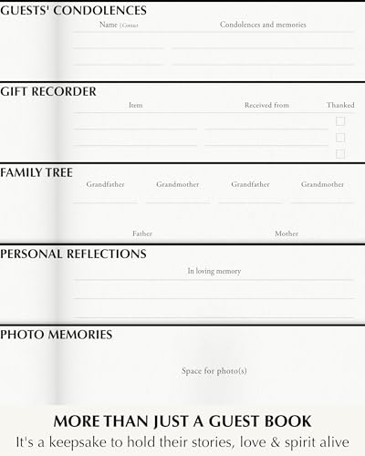 Image of Funeral Guest Book Memorial Service - Celebration of Life Sign in Condolences Registry with Golden Pen | Elegant In Loving Memory Remembrance | Premium Hardcover 9 x 7 Inches, Table Sign & Back Pocket