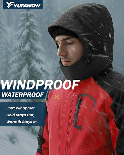 Image of Yufawow Men's Ski Jacket Waterproof Warm Snowboard Jacket Insulated Winter Coat for Outdoor Cold Weather Sports Work