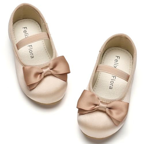 Image of Felix & Flora Toddler Flower Girl Dress Shoes - Girl Ballet Flats Party School Shoes Wedding