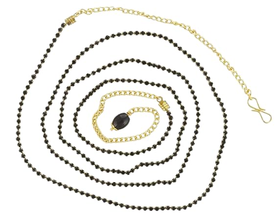 Saree Waist belt Sontada karddhani vaddanam Kamarbandh Hip Body belly chain for women Girls (Gold Black waist belt)-image-7