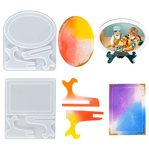 HyzaPhix 2pcs Bilderrahmen Silikonform Epoxidharz Fotorahmen Harzformen Silikon Harz Gießformen Photo Frame Mold für Heimwerker Handyhalter Plattenständer Kosmetikspiegel Fotoshow (A) Cover