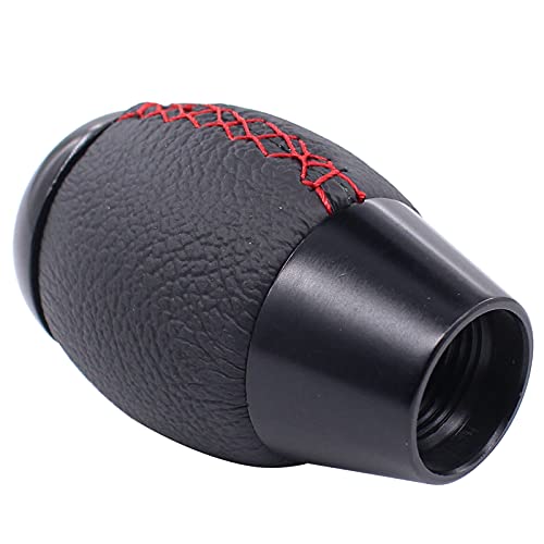 Xtremeamazing 5 Speed Black Leather Gear Shift Knob And Suede Boot Red Stitch Shifter Lever Boot Knob Cover Combo Kit #TOP5