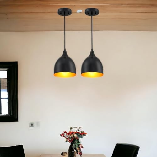Image of GreyWings Modern Hanging Pendant Light for Ceiling - Black Aluminium Dome, Antique Decor, E-27 Holder, (Bulb is not Included) Pack of 1