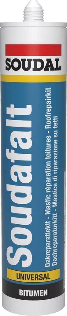 Ara Choice Black Soudal Soudafalt Universal Bitumen Roof & Gutter Roofing Sealant Cartridge Rubber Waterproof Seal Plasto-Elastic Seals And Bonds 300Ml
