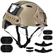 ATAIRSOFT PJ Type Tactical Multifunctional Fast Helmet with Visor Goggles Version DE + 1 x Multifunction Card