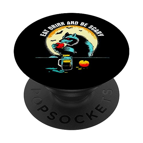 Eat Drink And Be Scary Raccoon - Divertente costume di Halloween PopSockets PopGrip Intercambiabile