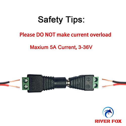 River Fox (4 Set) Screw Fastening Type Male and Female DC Power Plug-Connector (4 Male + 4 Female)