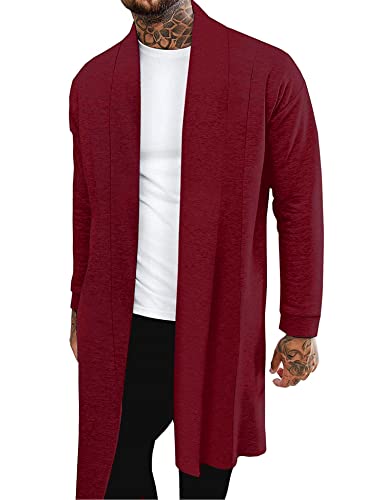 Pacinoble Men's Shawl Casual Cardigan Long Sleeve Drape Cape Lightweight Open Front Long Length Cardigan2