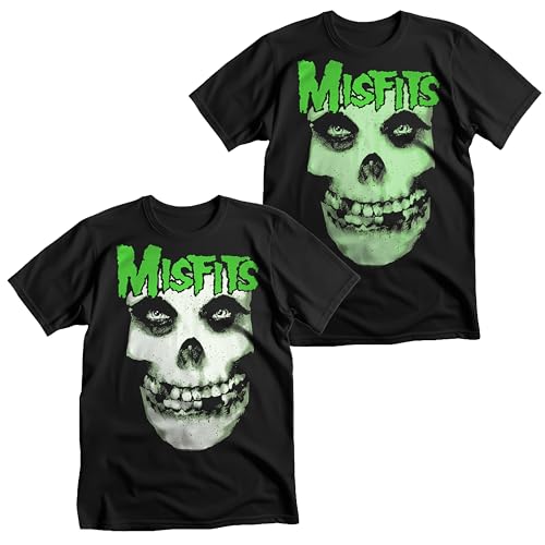Misfits Mens Glow Jurek Skull T-Shirt Black Large | Officially Licensed Merchandise