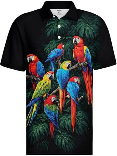 Image of PAGYMO Funny Golf Shirts for Men Crazy Printed Pattern Novelty Moisture Wicking Performance Mens Polo Shirt