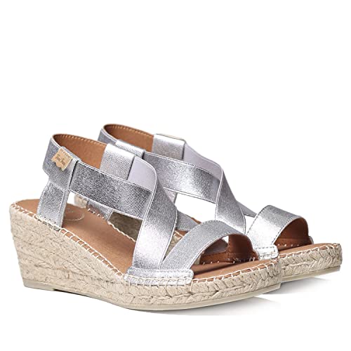 Espadrille Cuir Femme - TURA-RC - Argent, 35 EU