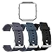 ESeekGo Compatible with Fitbit Blaze Bands, 3 Pack Silicone Band with 1 Pcs Silver Metal Frame Compatible with Fitbit Blaze Sport Fitness Accessory Replacement Wristband for Men Women