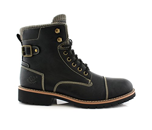 Polar Fox Mens Vegan Leather Winter Boots, with Faux Fur Lined Option3