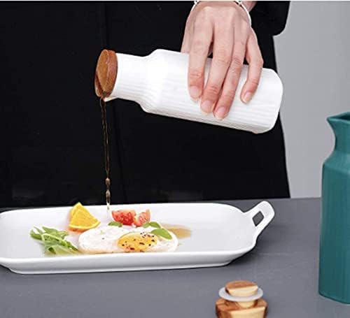 WANGQW Oil Can Olive or Vinegar Bottle Anti-Leakage, 4-Piece Ceramic Condiment Set, Oil & Vinegar Pots Soy Sauce Bottle/Jar Vinegar/Olive Oil/Gravy Boats Seasoning Dispenser, Soy Sauce Storage Can