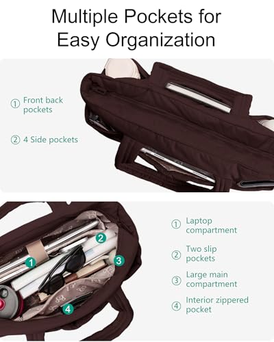 Bolso Tote para mujer, bolso de trabajo acolchado para laptop 15.6 pulg miniatura 6