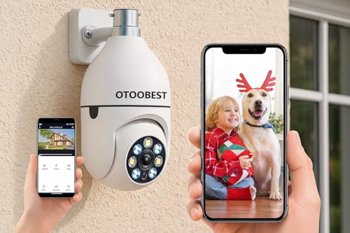 Image of Outdoor Security Camera, WiFi PTZ Dome Camera with Night Vision, Mobile App Control, White (R02)