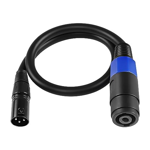 XMSJSIY Speakon to XLR Cable Audio Jack Speakon Plug Female to XLR 3 Pin Male Speaker Extension Cable Mic Wire with Twist Lock for Amplifier Pro DJ PA Stage -0.5M (Speakon Female to XLR Male)