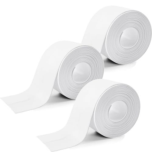 Image of 3 Rolls 1.5 Inch Caulk Tape Self Adhesive Toilet Caulking Strip Bathroom Sealing Caulk Strip Peel and Stick Bathtub Caulking Tape, 10.5 Feet Each Roll (White)