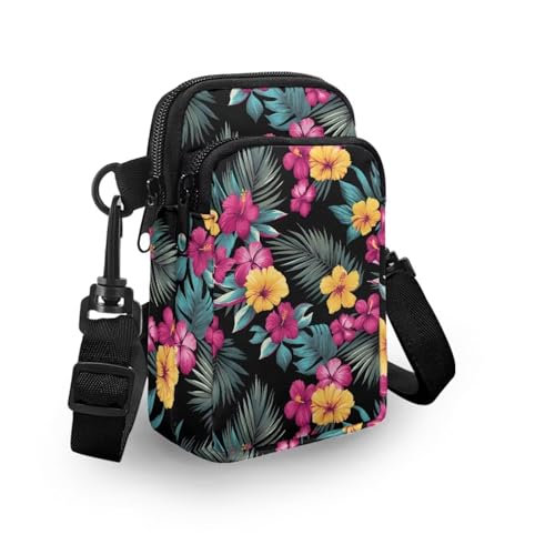 Image of Hawaiian Tribal Small Crossbody Bags for Women Cell Phone Bag Purse, Sea Turtle Zipper Sling Purses Shoulder Bag