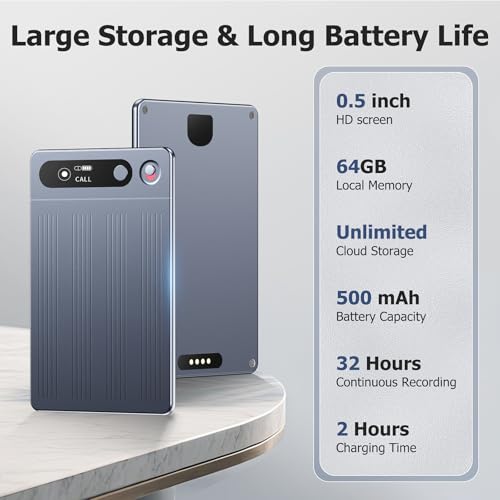 Image of AI Voice Recorder, Note Voice Recorder with No Subscription, AI Transcription, Summarize, Translation with 147 Languages, Smart Noise Cancellation, App Control, 64GB Audio Recorder for Meetings Calls