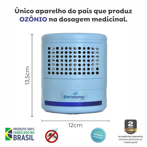Purificador Biológico de Ar Ozonizador e Ionizador 1,5w 90m² Brizzamar Plus AZUL
