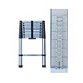 10.5Ft/3.2M Telescoping Ladder Stainless Steel Telescopic Extension Ladder, Quick Button Retraction Slow Down Design Multi-Purpose Ladder for Household or Industrial, 330 Lb Capacity