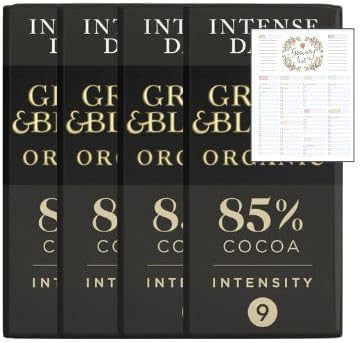 Dark Chocolate Bundle which Contains Green & Black's 85% Dark Chocolate Bar 90g - Pack of 4 with Grocery List Card